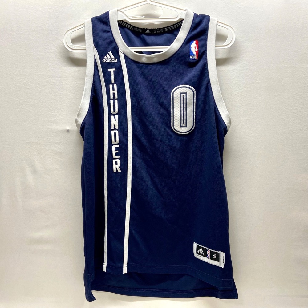 Adidas Russell Westbrook OKC Thunder NBA Jersey #0 Men's Small Youth XL Navy GUC